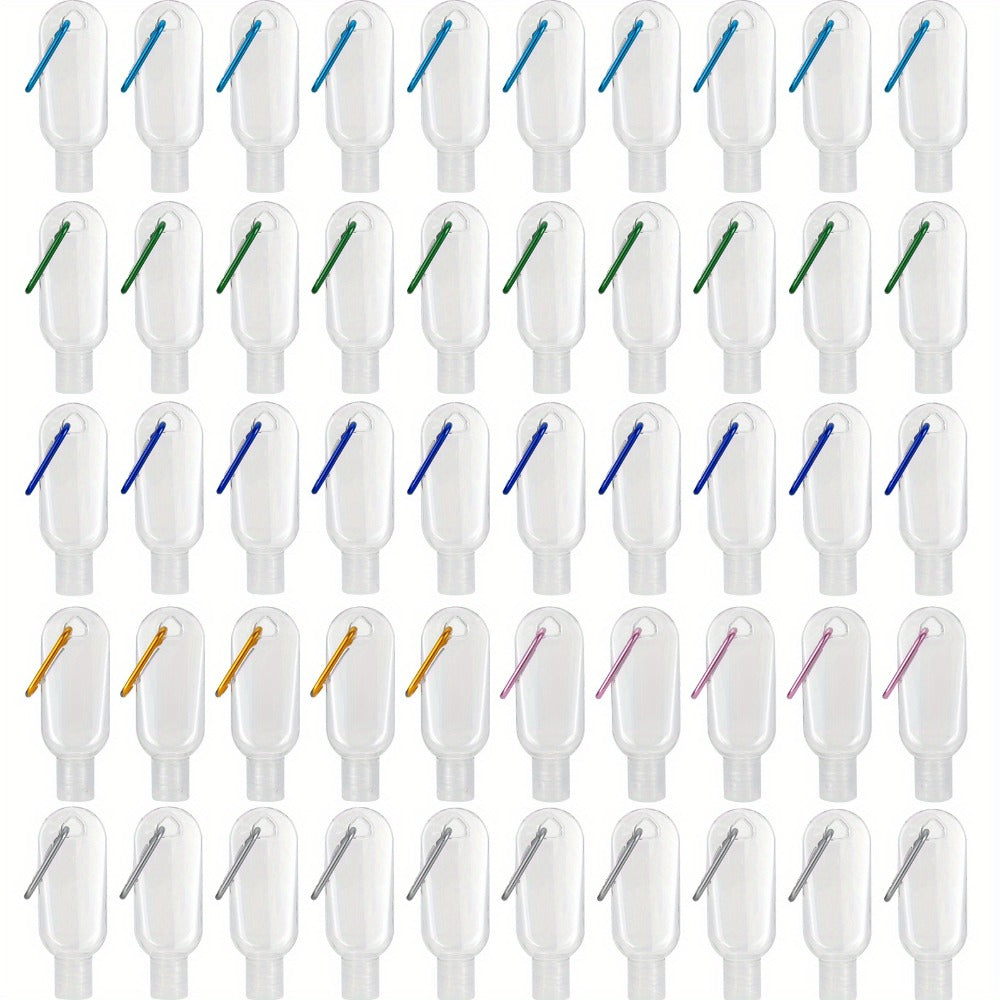 TSA Approved Travel Bottles with Keychain Leakproof Refillable Squeeze Containers 50-Pack Clear Plastic 1.7oz 50ML for Toilet