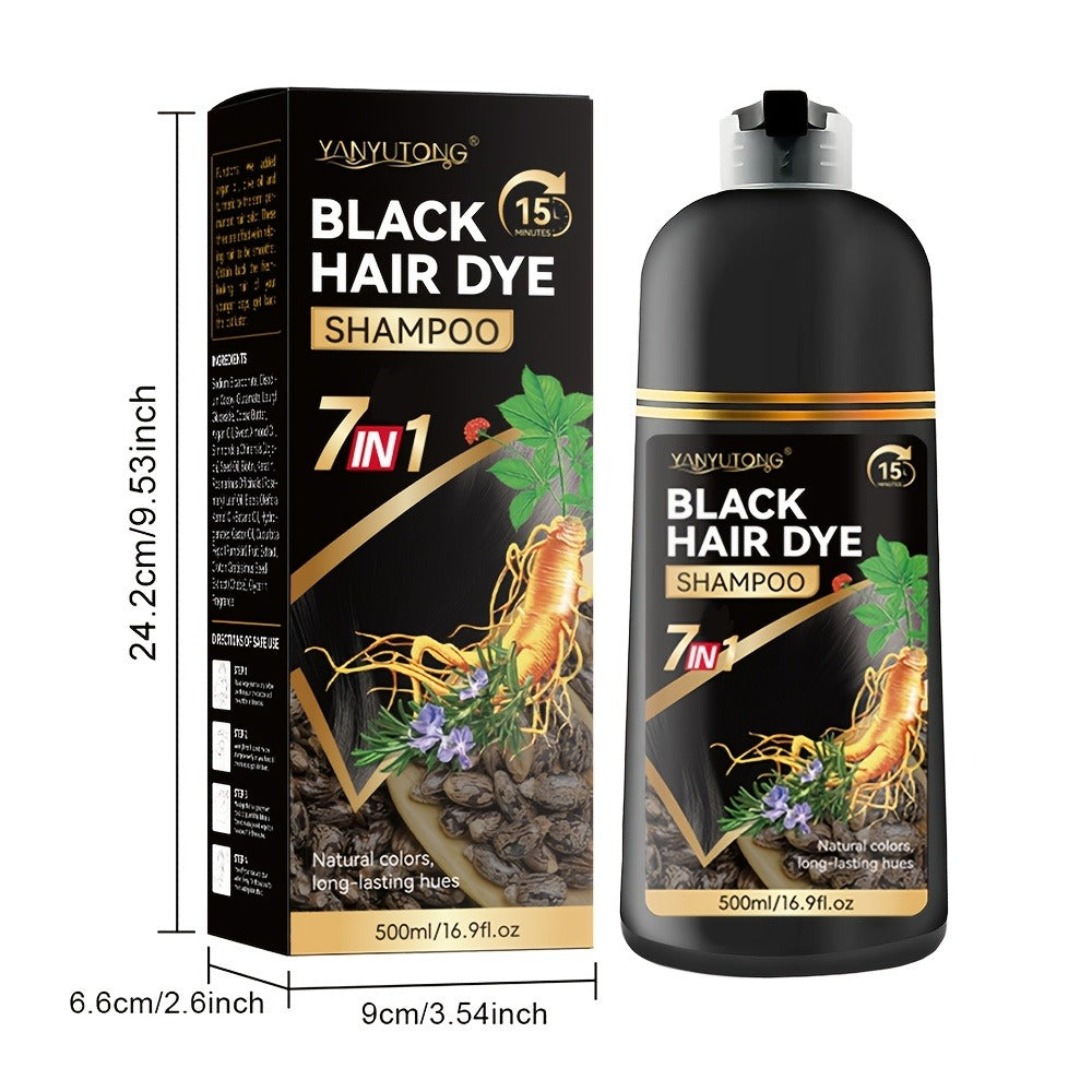 Hair Dye Shampoo Natural Plant Pigments, Covers Gray Hair Fast in 1 Wash, 16.91oz Color Shampoo in Black — image 10