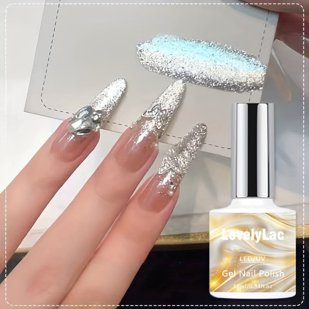 Gel Nail Polish, Shimmer White Glitter, Semi-Permanent LED Polygel, High-Shine Glossy Finish, Explosive — image 1