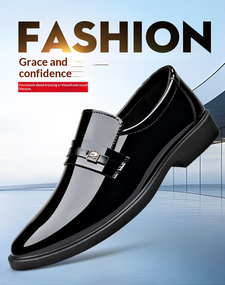 Dress Leather Shoes With A Mirror Like Slip On Design