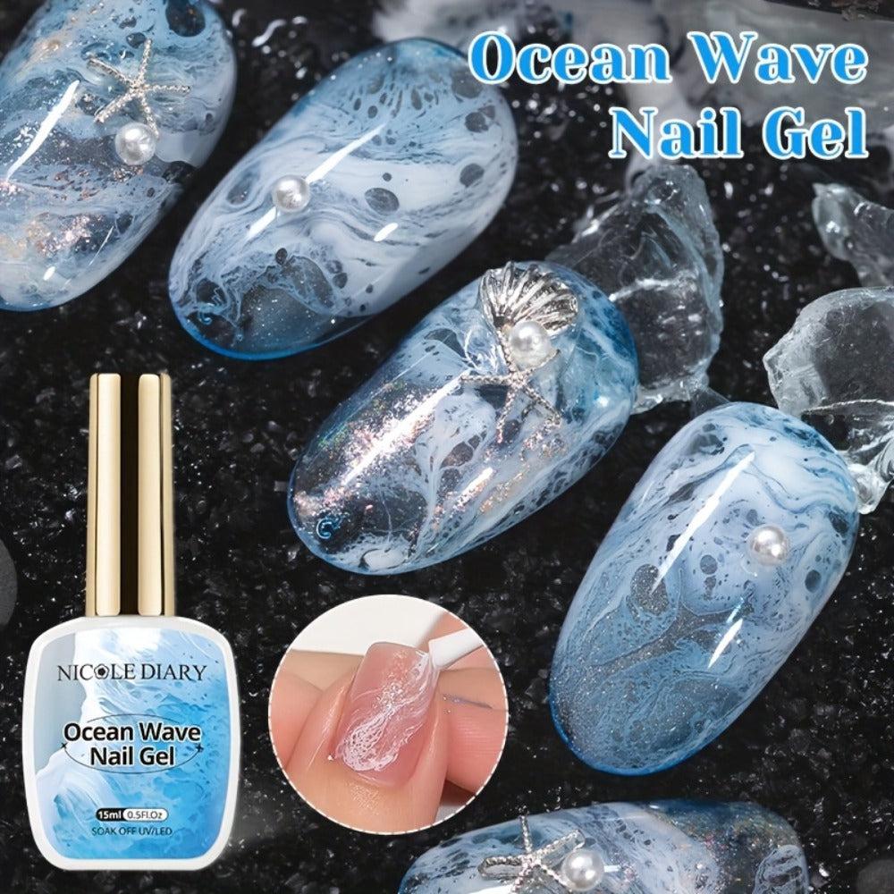 Gel Nail Polish NICOLE DIARY 2-Piece Watercolor and Ocean-Wave Set with Two 15ml Bottles for DIY Art — image 7