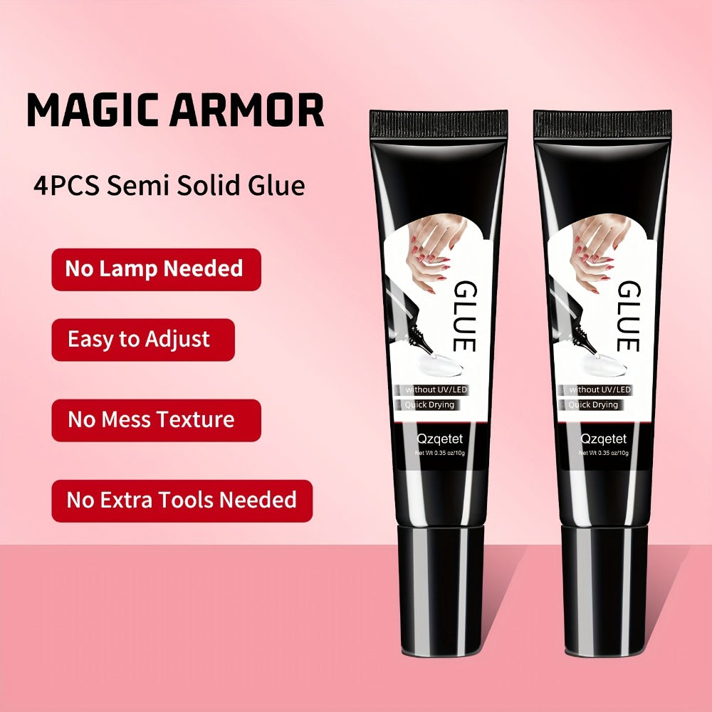 Nail Glue Set, MAGIC ARMOR Four 10g White and Black Squeeze Tubes with Precision Nozzles for Nail Art — image 2