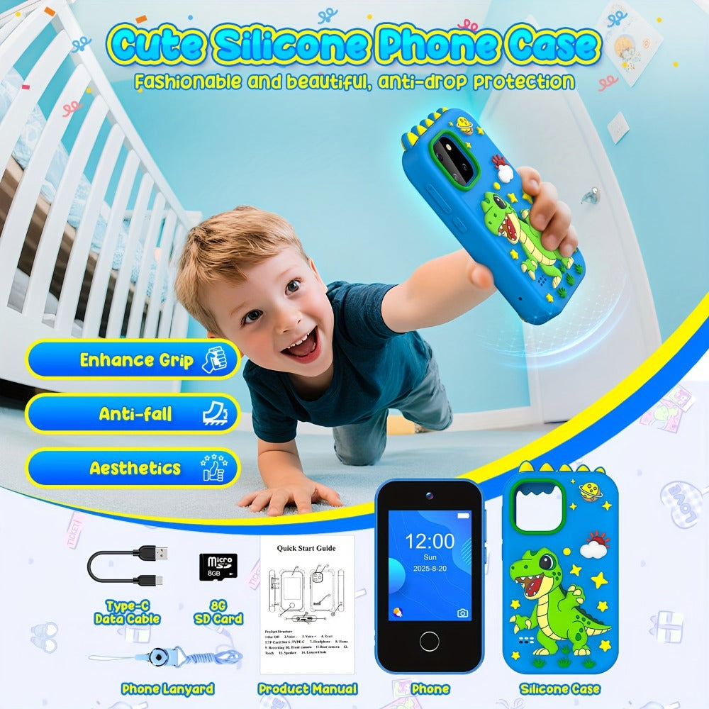 Kids Toy Mobile Phone with Dual Cameras, Touchscreen & MP3 Player, Educational Toy with Games, Alarm Clock & USB Charging — i