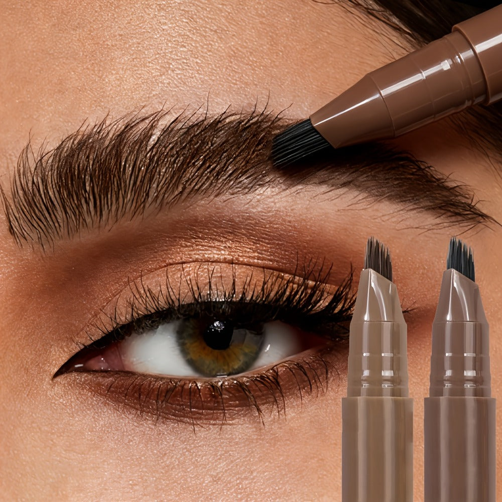 Two-Pack Multi-Fork Tip Eyebrow Pens with Capped Bodies, Approx. 11.3 cm Length and Four Color Label Options — image 1