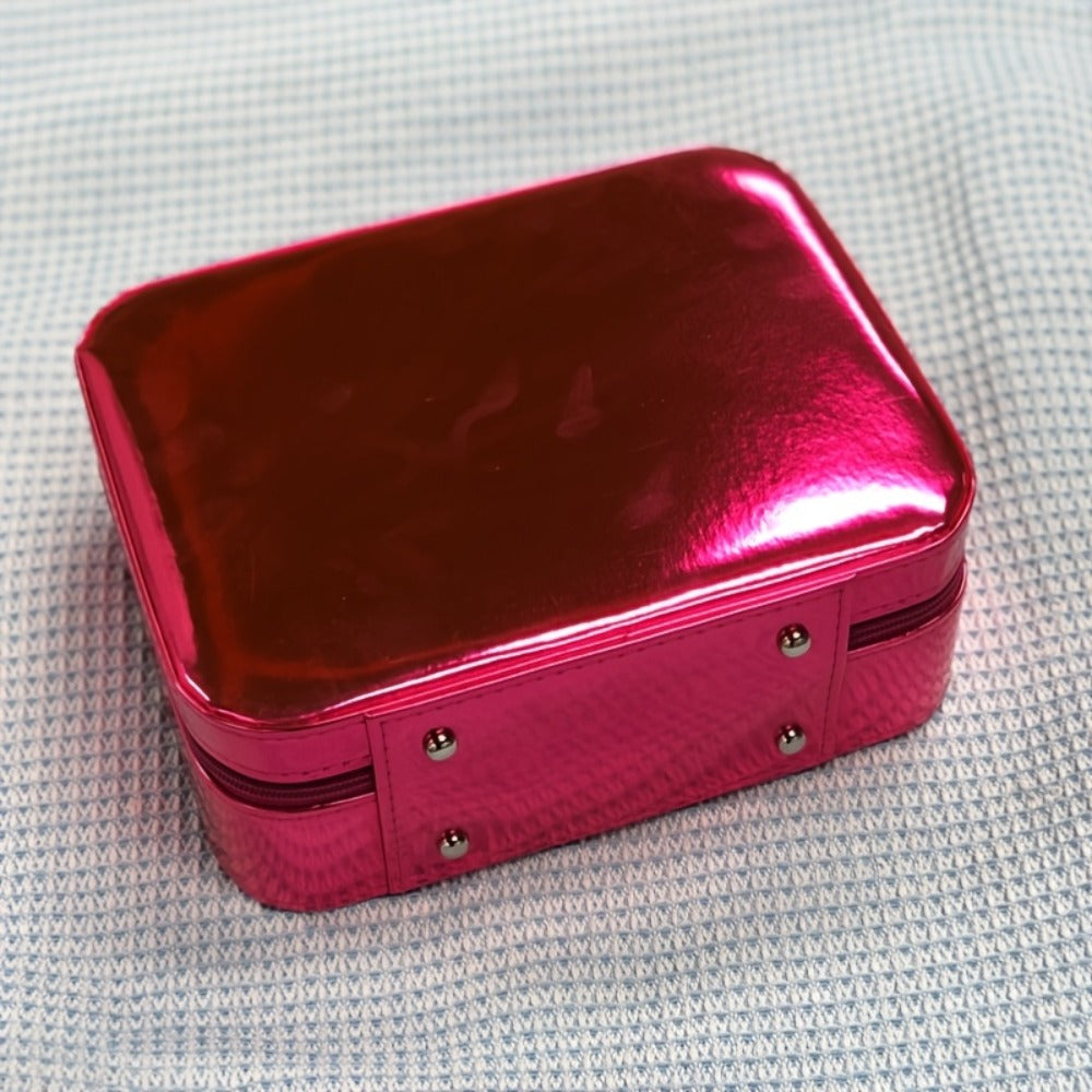Glitter Makeup Travel Case Hard Shell Large Capacity Flat Lay Organizer Luxury Cosmetic Storage Box for Women Portable Fits i