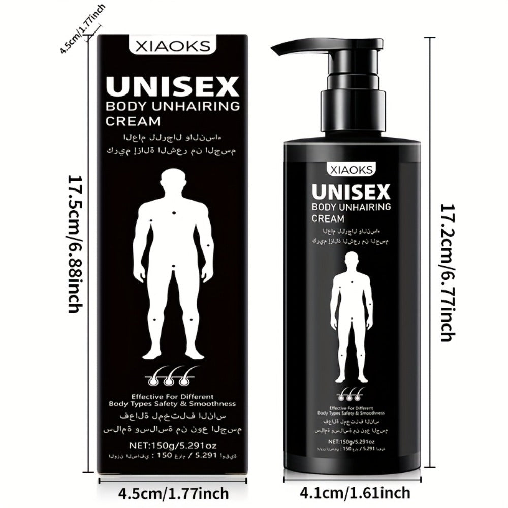 Hair Removal Cream XIAOKS 150g Black Pump Bottle with Carton for External Chest Back and Body Grooming — image 3