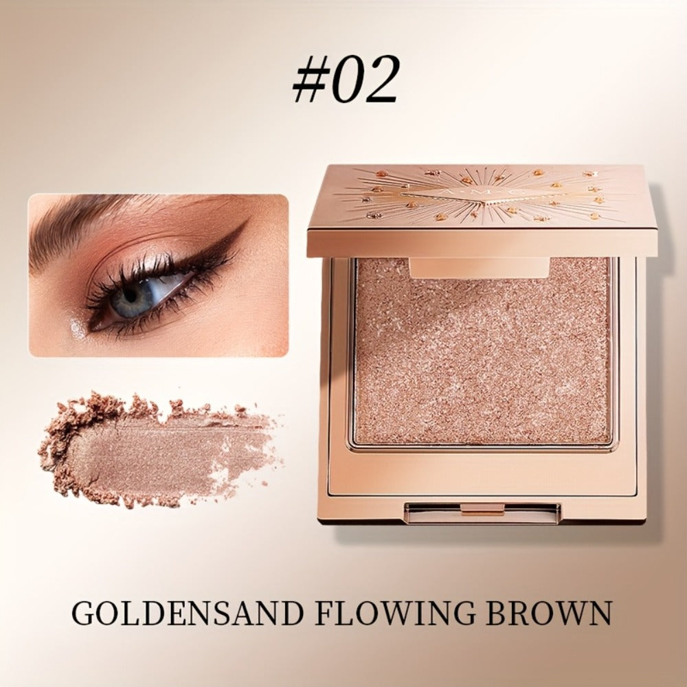 Shimmer Eyeshadow Palette 5 Shades Glowing Waterproof Creamy Blendable Formula with Built-in, for Makeup, Travel and Everyday