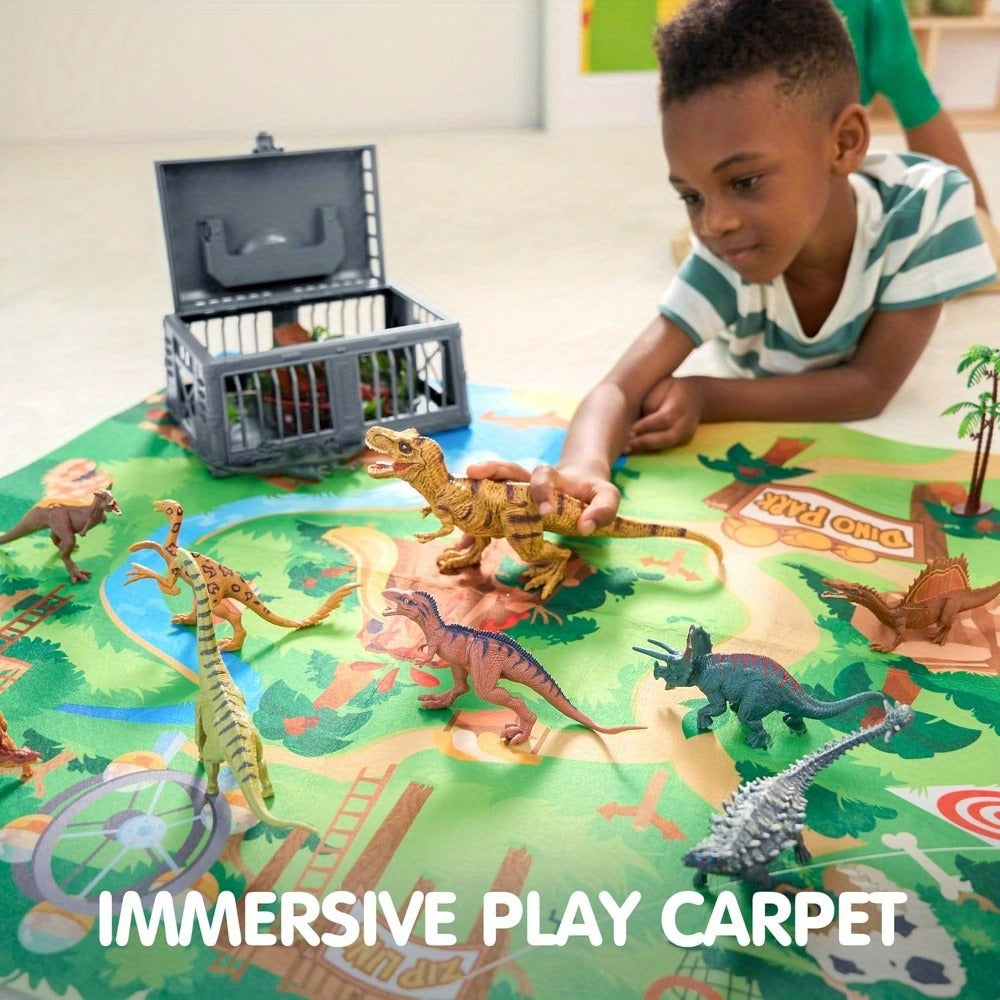 Dinosaur Toys for Kids 19pcs with Play Mat & Storage Cage, Realistic Dinosaur Figures Playset for Boys Girls Ages 3+ — image 