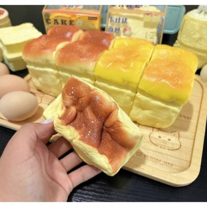 Squishy Bread Slow Rising Stress Toy, Skin-Touch Simulated Bread Fidget Squeeze Toy Desk Decor Anxiety Gift for Kids Adults —