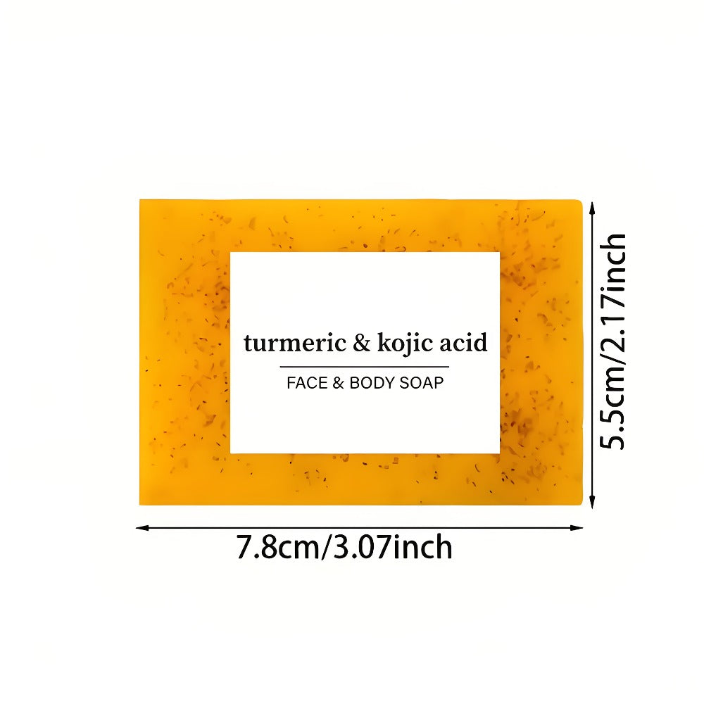 Turmeric and Kojic Acid Bar Soap, Four-Piece Orange Bar Set with Included White Foaming Mesh Net — image 5