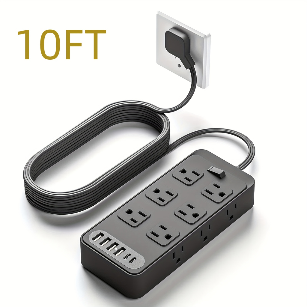 Charging Station 18-in-1 Power Strip Surge Protector 12 AC Outlets 6 USB Ports 4 USB-A 2 USB-C for an Everyday Personal Care 