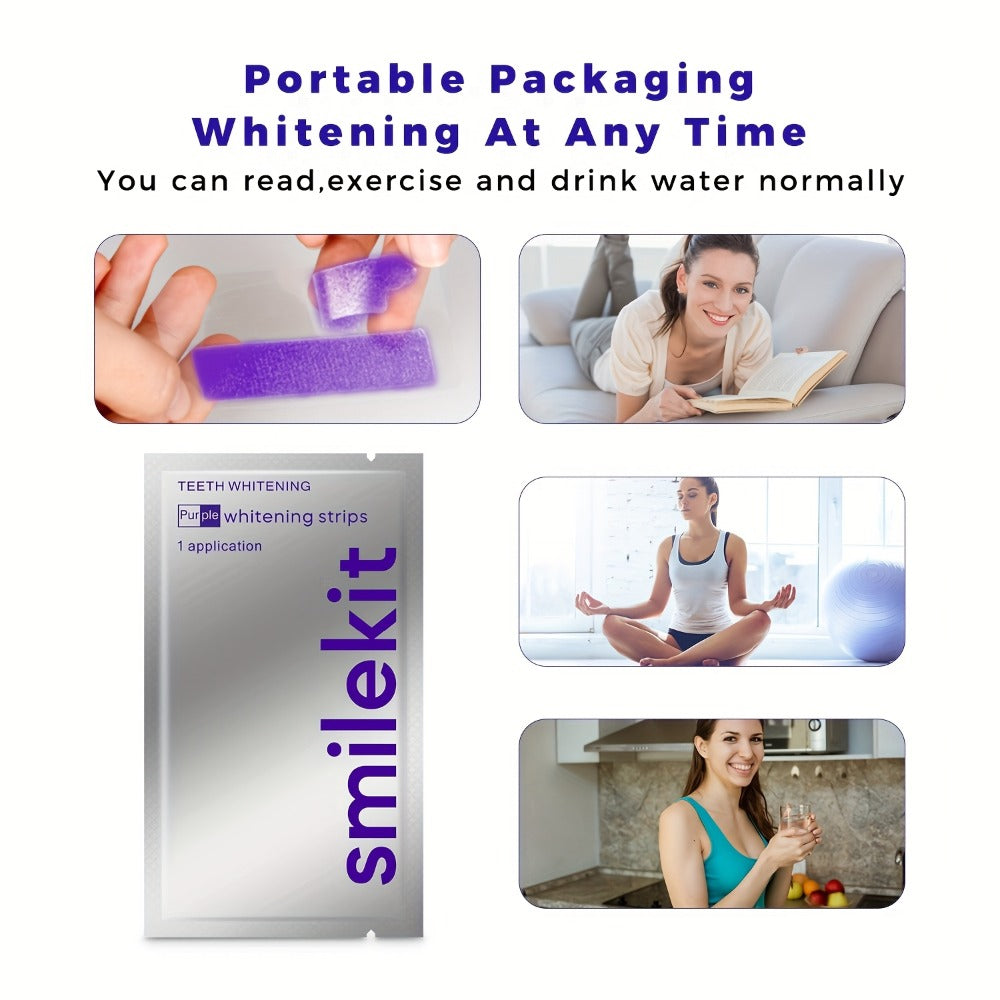 Teeth Whitening Strips 28 Pairs Purple Color Corrector Peroxide Free Enamel Safe Gentle Whitening Kit — image 2