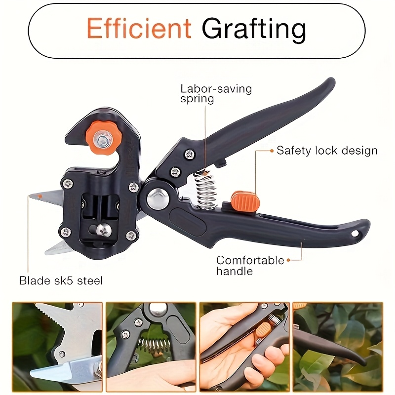 Two-in-One Grafting and Pruning Shears, 8.46 Inches with Mounted Cutter, Base and Two Spare Blades — image 7