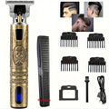 Hair Clippers & Trimmers Vintage Gold T-Blade Model with LCD Display, USB Charging and Three Etched Designs — image 20