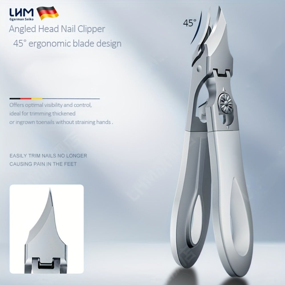 LIAM Wide-Jaw Nail Clipper in Bright Silver with 45-Degree Offset Cutting Edge and Stainless-Steel-Labeled Body — image 2