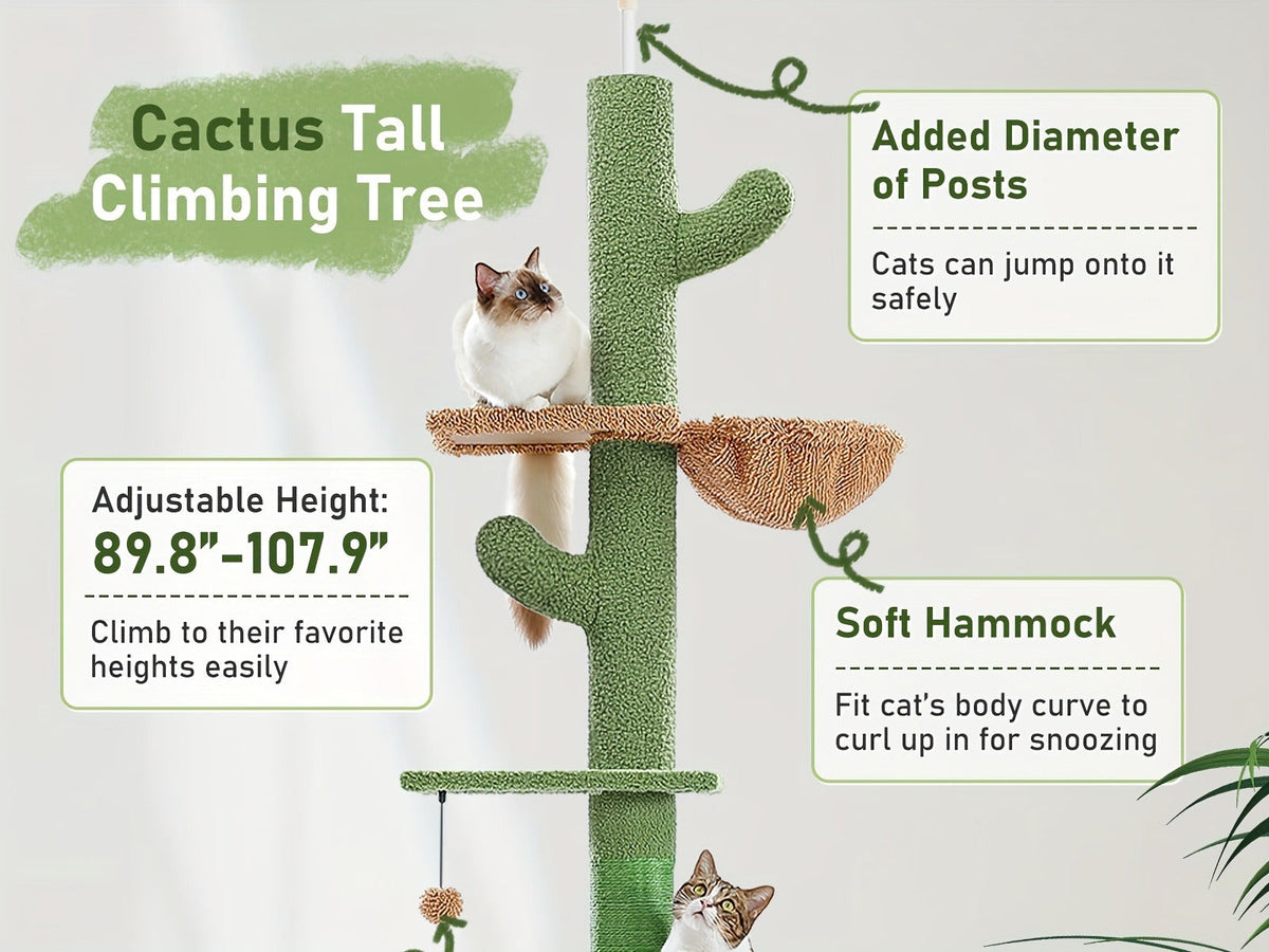 90-107.9-Inch Floor-to-Ceiling Cat Tree with Four Platforms, Tension Post and Five Style Options — image 2