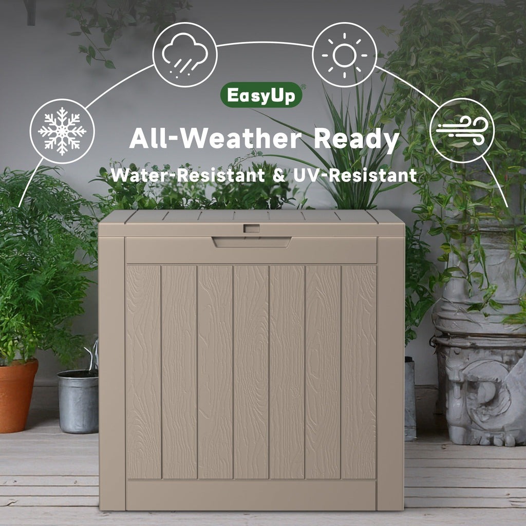 Outdoor Resin-Style Deck Box in 35- or 45-Gallon Sizes with Lockable Lid, Side Handles and Two Colors — image 22
