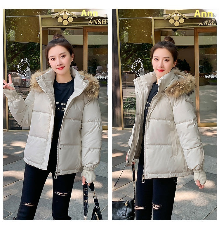 Loose Hooded Gloves Thickened Thermal Quilted Jacket Coat For Women
