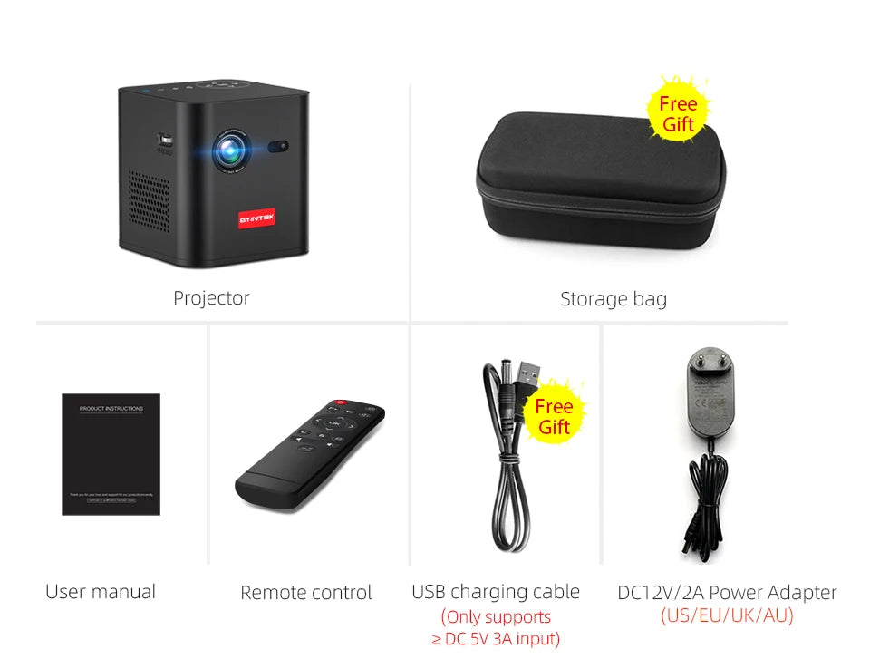 4K Rechargeable Miniature Mini Portable DLP Projector