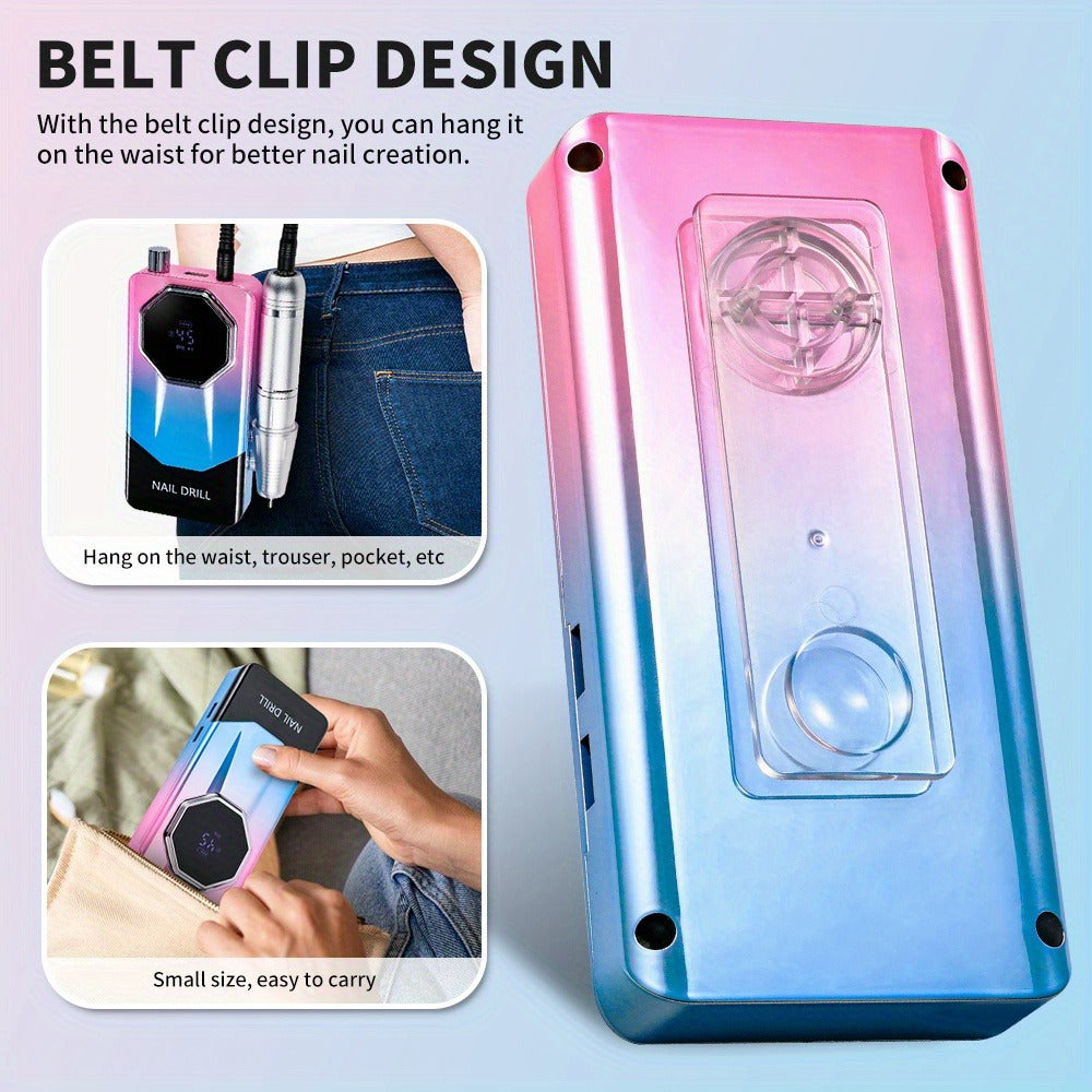 Electric Nail Drill 45000 RPM USB Rechargeable Kit with LCD, Forward Reverse and Three Finishes — image 4