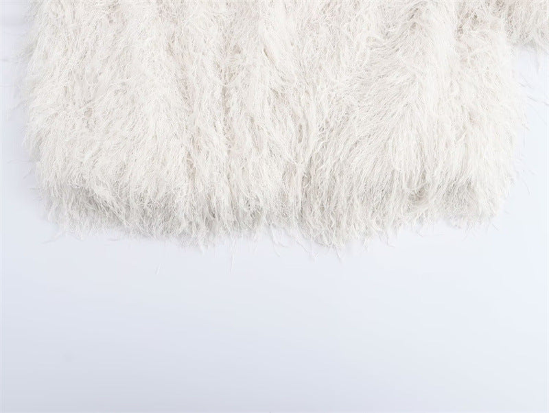 Metallic Color Fringe Trim Jacket Coat For Women