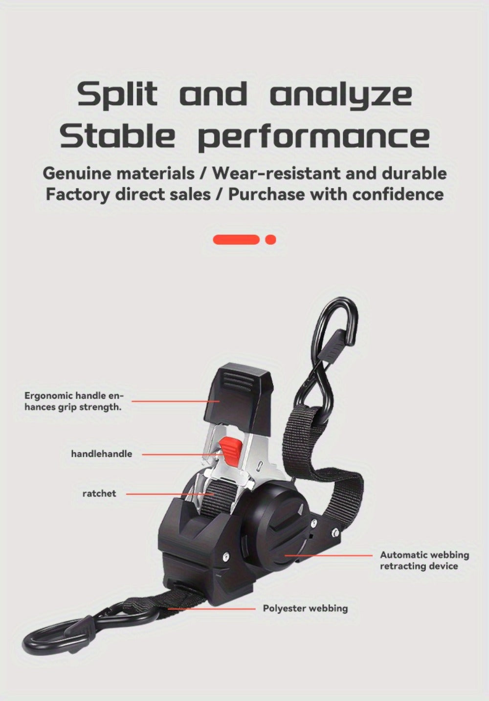 Ratchet Tie-Down Straps with Auto-Retract & Speed Control – Heavy-Duty Cargo Securing Kit with Hooks & Storage Bag | Motorcyc