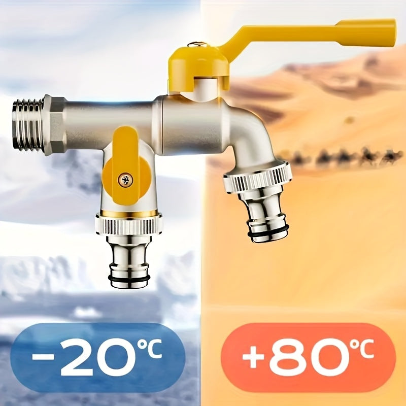 Garden Hose Faucet Dual Outlet Stainless | Outdoor Spigot Sprinkler — image 3