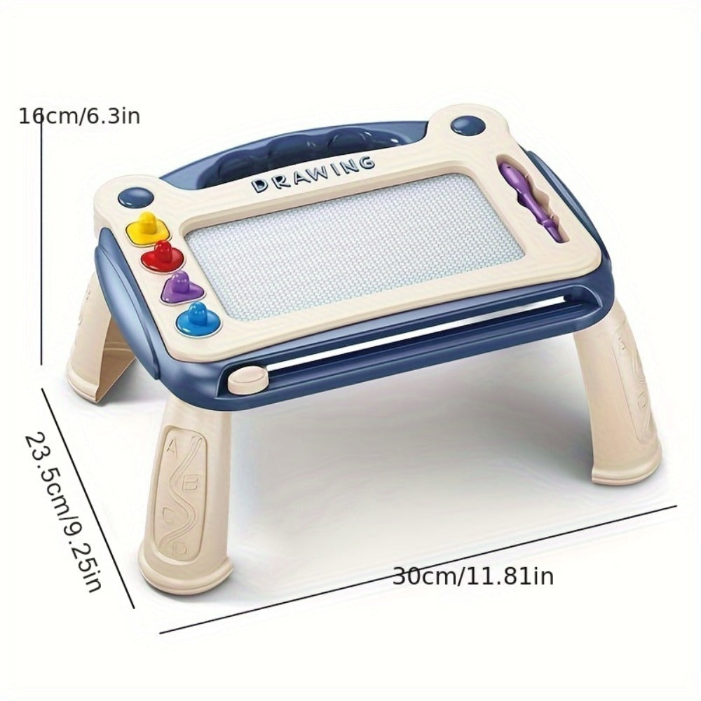 Kids Magnetic Drawing Board with Four Shape Stamps, Slide Eraser, Folding Legs and Blue, Green or Pink Options — image 2