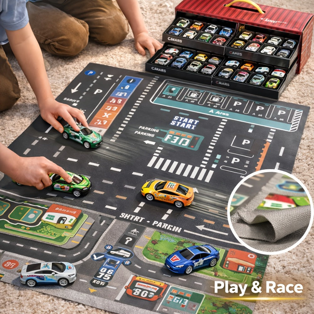 48-Piece Parking Lot Playset for Kids, 4-Level Car Garage with Friction Powered Mini Cars, Ramp & Track — image 9