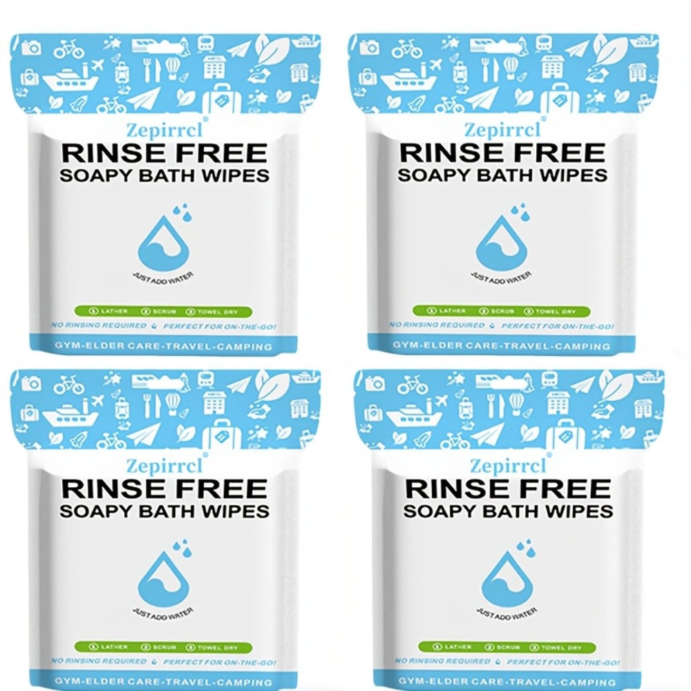 No-Rinse Disposable Bath Wipes 100pcs Large 11.81in - Foaming Body Cleansing Cloths Soap for Bath Time, Home Spa and Personal