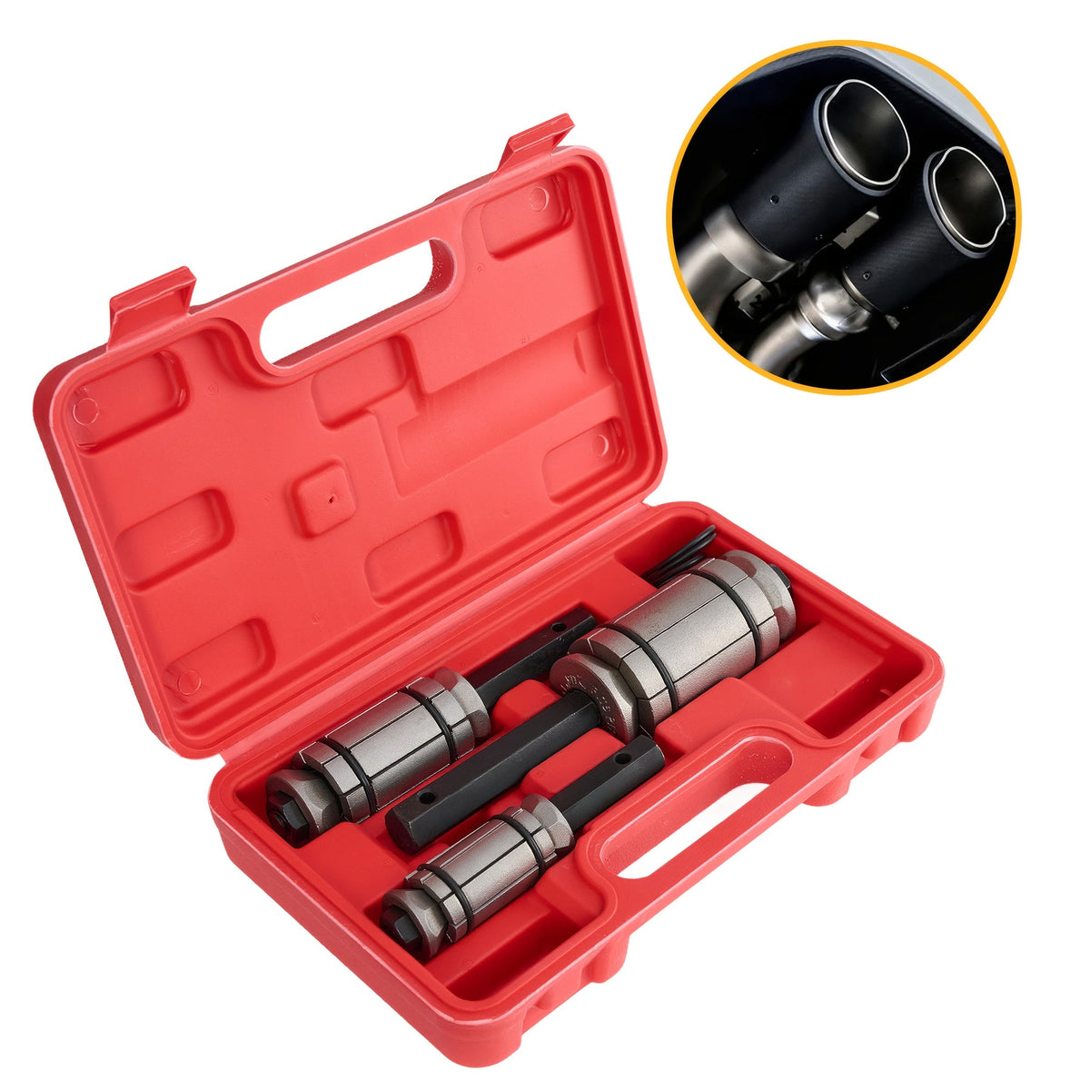 Exhaust Pipe Expander Set 3-Piece – Heavy-Duty Forged Carbon Steel Muffler & Exhaust System Repair Tool Non-Slip Grip for Car