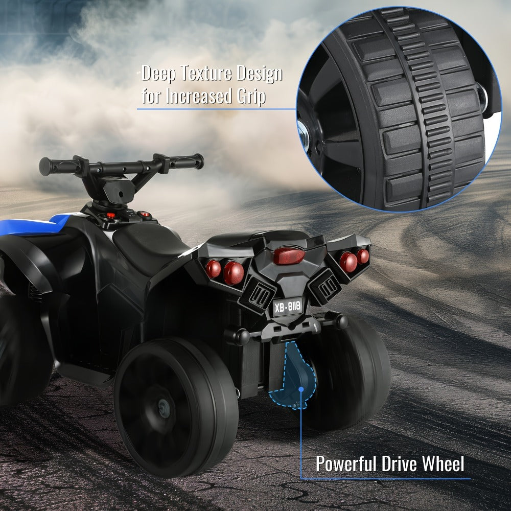 Kids Electric Ride-On ATV 4-Wheeler Quad with LED Headlights Foot Pedal Accelerator Anti-Slip Tires 55 lbs Capacity Outdoor B