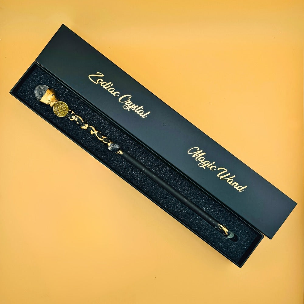 Zodiac Crystal Magic Wand with Gift Box – Handmade Astrology Wand All 12 Signs Aries Taurus Gemini Cancer Leo Virgo Libra Sco