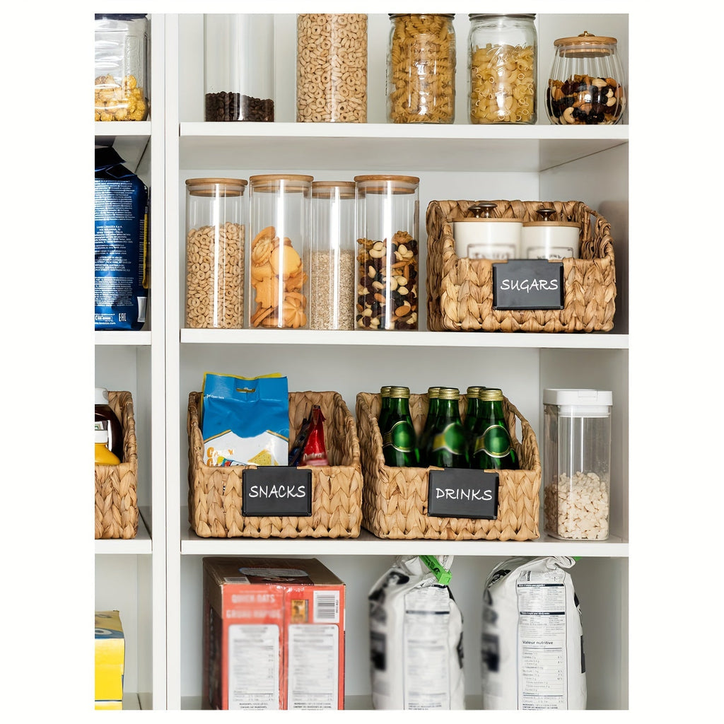 Water Hyacinth Pantry Storage Baskets 2-Pack with Seagrass Options and Integrated Shelf Handles — image 2