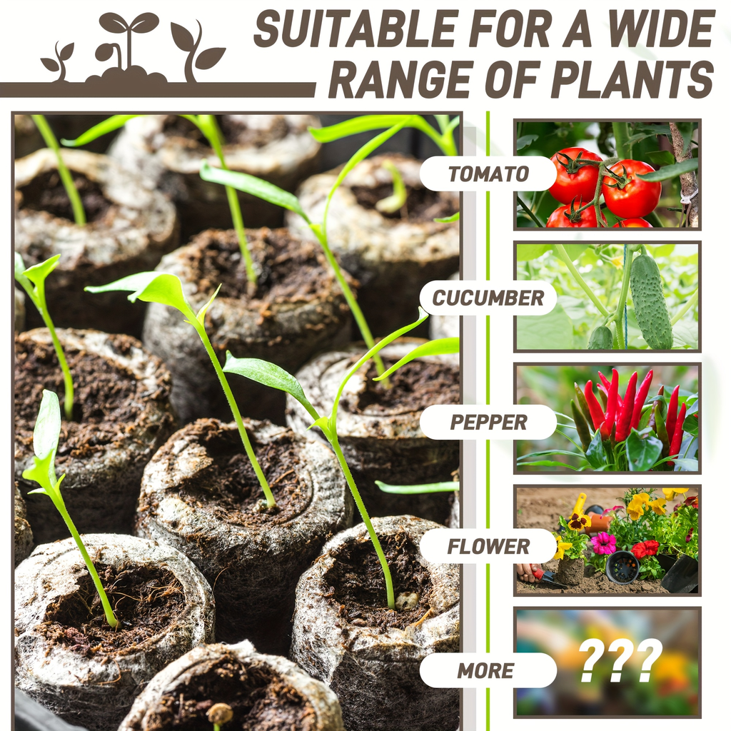Peat Pellets Seed Starter 35mm Compressed | 50/100pcs Expandable Coir Discs for Seedlings Vegetables Flowers Herbs | Indoor O