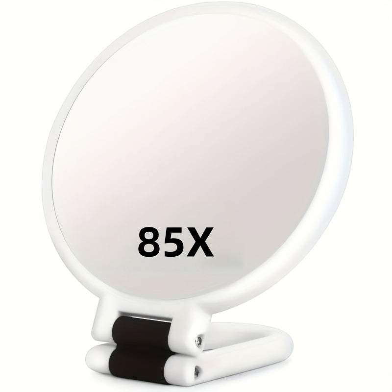 Handheld Magnifying Mirror 85X High Magnification for Makeup – 360° Adjustable Handle, Dual Sided 1X 80X, Colorful Border Com
