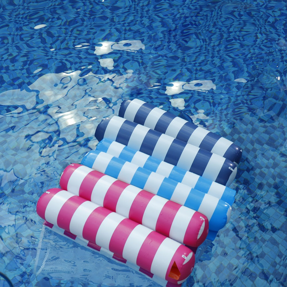 Striped Mesh Pool Float Hammock Set with Five- or Eight-Pack Colorful Options for Seated or Reclined Pool Use — image 4