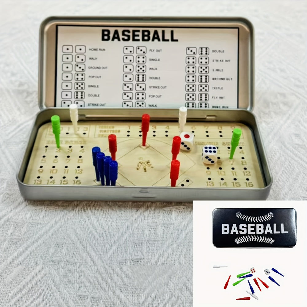 Sports Travel Board Game Set – Portable Wooden Baseball Softball Football Finger Dice Tabletop Game for Family Game Night — i