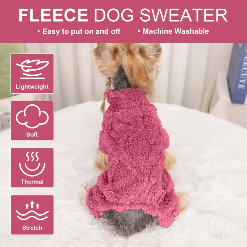 Fleece Dog Turtleneck Jumpsuit with Six Colors, Four-Leg Cut and XXS–M Sizes for Small Pets — image 7