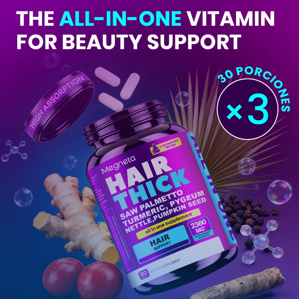 Hair Loss Supplement for Women 90 Capsules, Biotin, Collagen, Keratin, Saw Palmetto & Curcumin Multivitamin Formula for Hair 