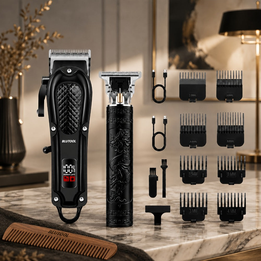 Electric Grooming Kit for Men with LCD Display – Cordless Rechargeable Hair Clipper & Trimmer Set, Home Travel & Car Use — im