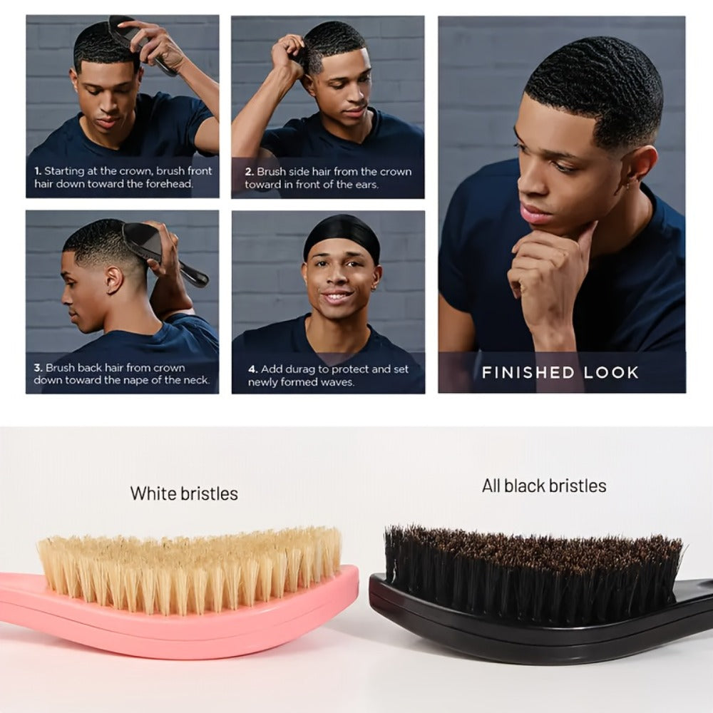 360 Wave Brush for Men with Heavy-Duty Nylon Bristles & Non-Slip ABS Handle – Professional Wave Training, Curl Defining & Upd