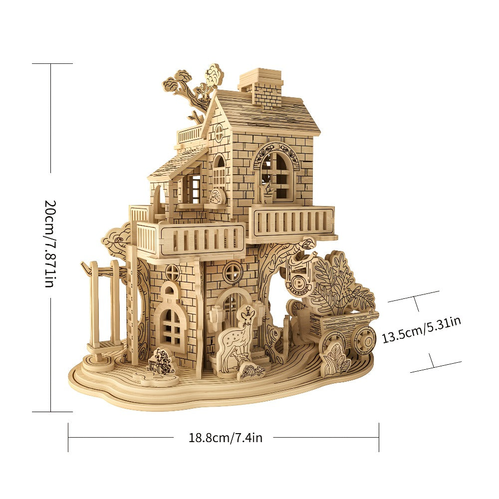 Rotating Merry-Go-Round Wooden Puzzle Kit, Mechanical Carousel 3D Model for Adults & Teens, DIY Kinetic Display Piece — image