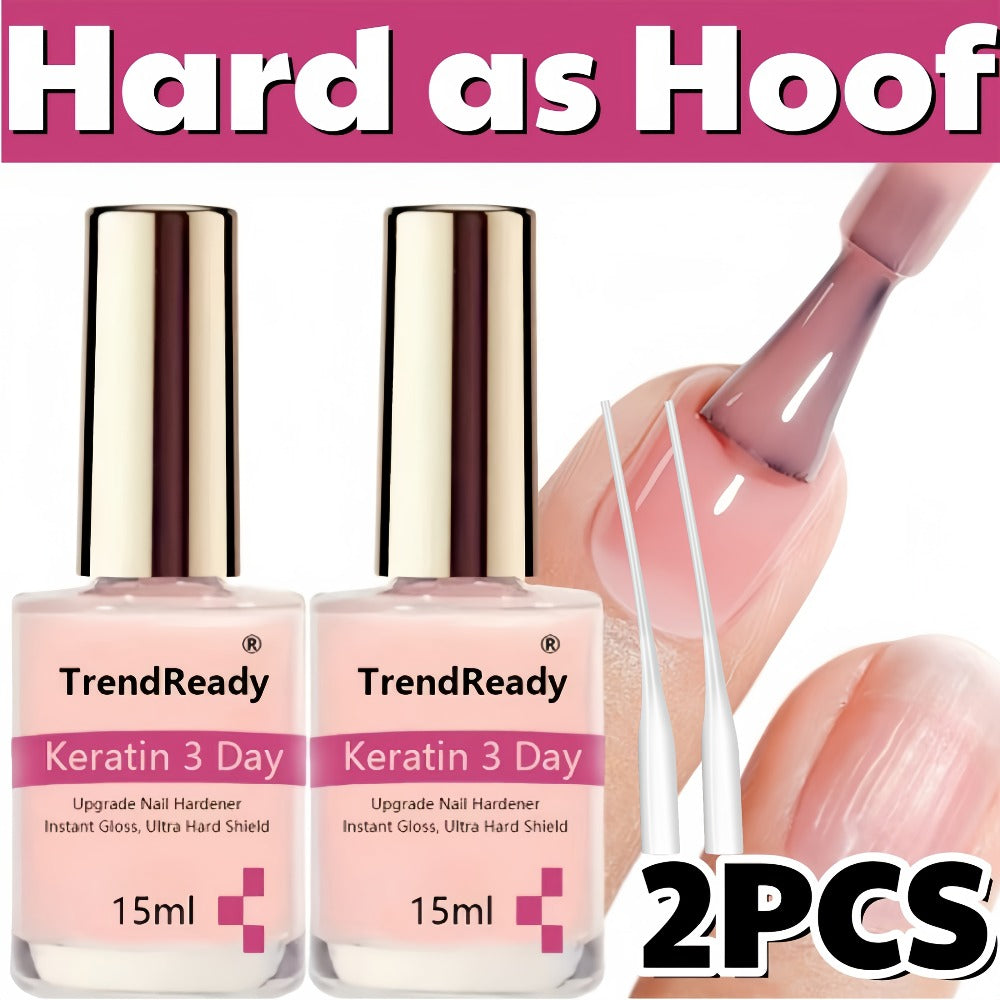 Nail Hardener Base Coat 2 Pack – Protein Repair Strengthener Treatment, HEMA-Free, Ridge Filler, Clear Polish for Weak Brittl
