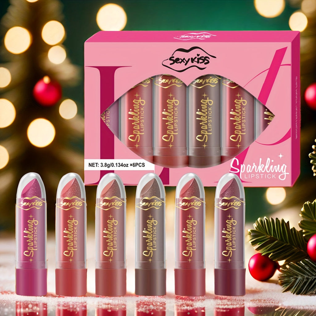 Lipstick Set, Sexy Kiss 6-Piece Sparkling Shimmer Bullet Collection in a Pink Presentation Box — image 15