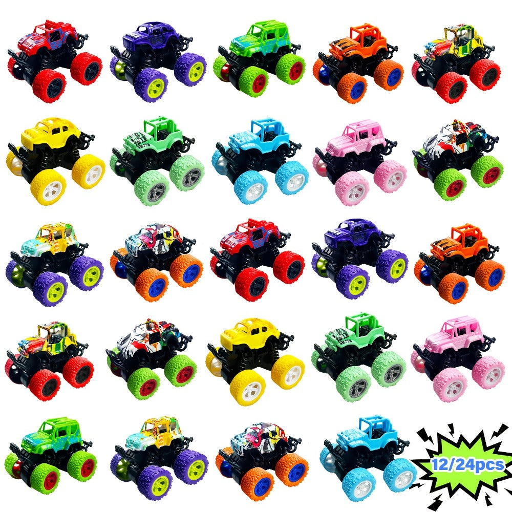 Mini Pull Back Truck Toys Bulk Pack 12pcs, Friction Powered Push & Go Stunt Car Trucks for Boys Girls Kids Teens — image 2