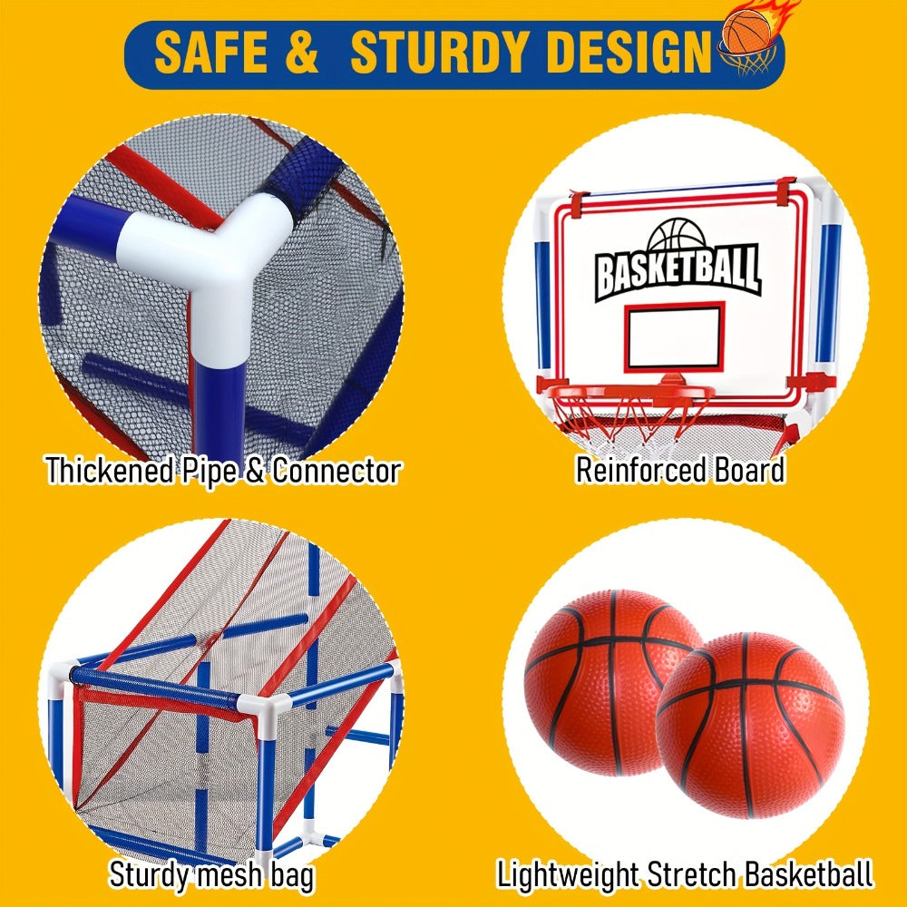 Kids Arcade Basketball Game Set with Hoop & 4 Soft Balls – Indoor Outdoor Sport Play for Ages 3+, Thick PVC Frame — image 5