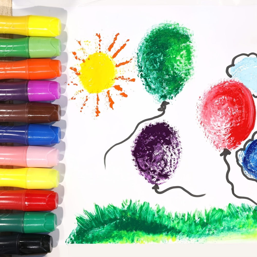12-Color Neon Squeezable Tempera Paint Brush Pen Set with 24 ml Source Fill Labels and Tray — image 6