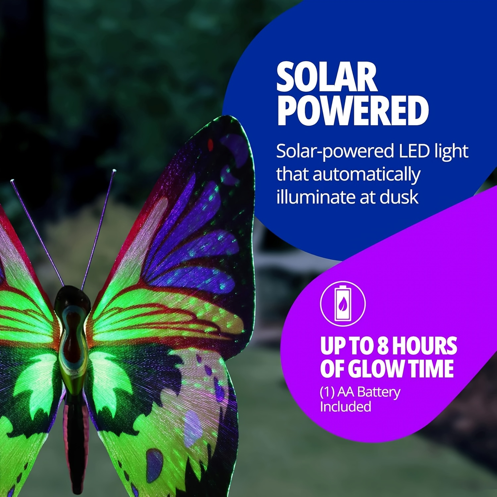 Solar Garden Lights Butterfly Stakes with Color-Changing LEDs in 3- or 6-Pack Sets for Lawn Decor — image 12