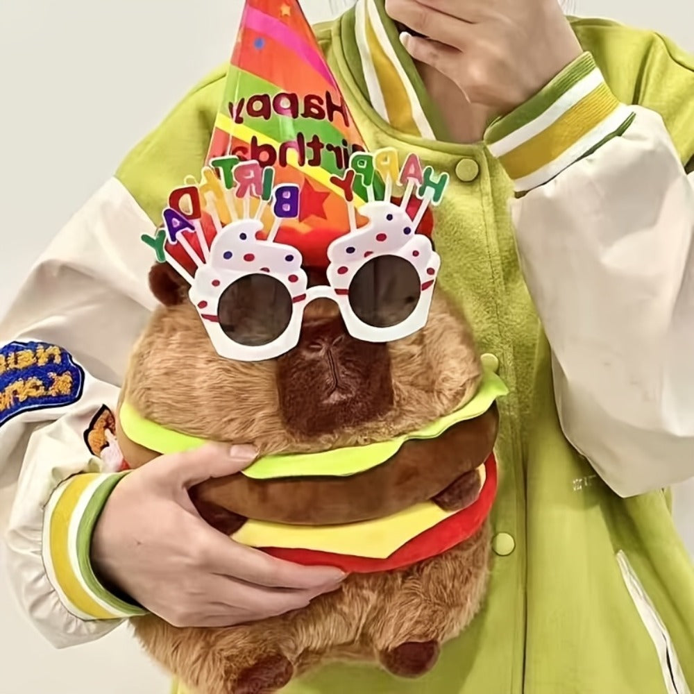 Capybara Plush Stuffed Animal Hamburger Burger Hat Funny Kawaii Plush Toy with the Listed Color, Size or Set Options for Ever